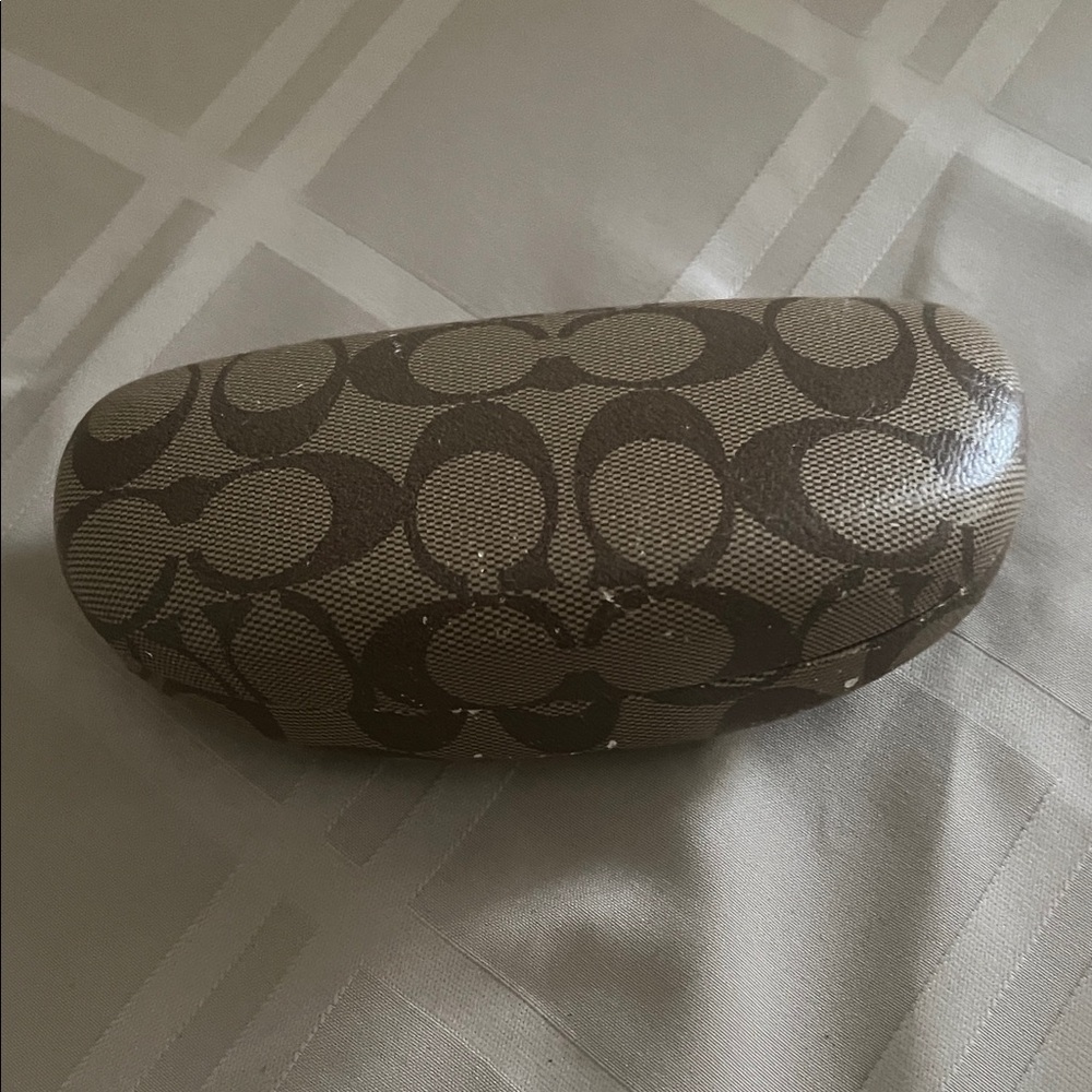 Coach Brown Patterned Glasses Case